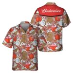 Budweiser Beer Tropical Coconut Pattern Hawaiian Shirt