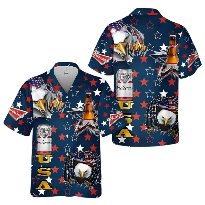 Budweiser Beer Usa Flag Eagle Independence Day 4Th Of July Hawaiian Shirt