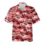Budweiser Logo Sea Island Pattern Hawaiian Shirt Front
