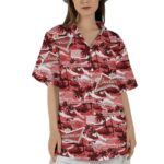 Budweiser Logo Sea Island Pattern Hawaiian Shirt Front 2