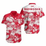 Budweiser Palm Leaves Red Pattern Hawaiian Shirt