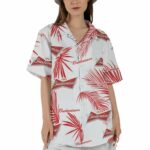 Budweiser Palm Leaves White Pattern Hawaiian Shirt Front 1