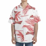 Budweiser Palm Leaves White Pattern Hawaiian Shirt Front