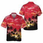 Budweiser Sunset Coconut Tree Pattern Hawaiian Shirt