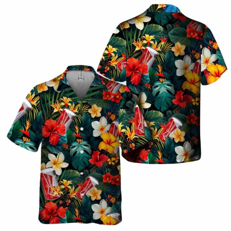 Budweiser Tropical Summer Flower Hawaiian Shirt