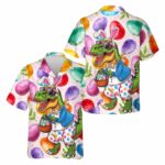 Bunny Ears And Easter Eggs Tropical Dinosaur Hawaiian Shirt