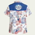 Busch light american flag fireworks hawaiian shirt back side