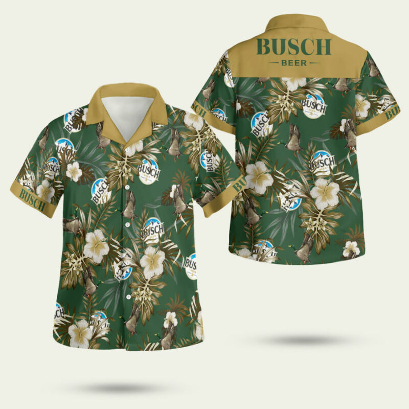 Busch Light Beer Hunting Mallard Beach Wear Hawaiian Shirt