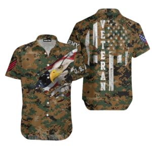 Camo Us Marine Corps Veteran Skull Hawaiian Shirt