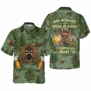 Camping Angry Bear Drink Beer Hawaiian Shirt