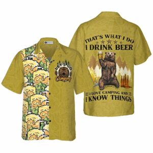 Camping Bear Drink Beer Hawaiian Shirt