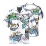 Camping Turtle And Shark Hawaiian Shirt