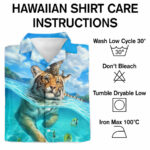 Cat bengal tiger swimming colorful unique hawaiian shirt care instructions