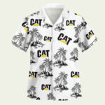 Caterpillar cat logo hawaiian shirt front side