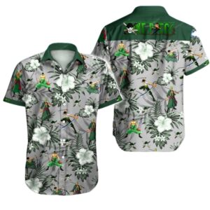Cheap Luffy Tropical Flowers One Piece Anime Hawaiian Shirt
