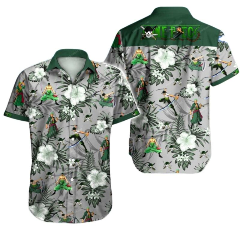 Cheap Luffy Tropical Flowers One Piece Anime Hawaiian Shirt