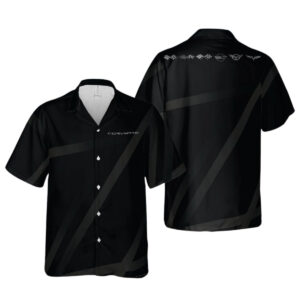 Chevrolet Corvette Black Carbon Faded Stripes Hawaiian Shirt