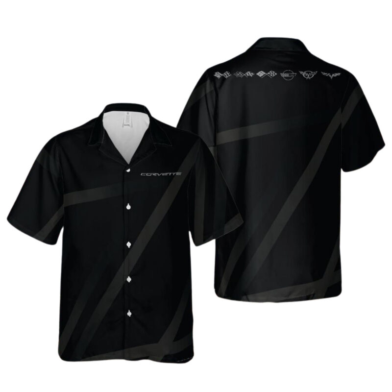 Chevrolet Corvette Black Carbon Faded Stripes Hawaiian Shirt