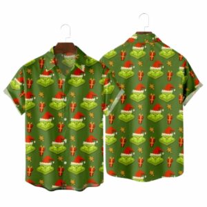 Christmas Grinch Face Hawaiian Shirt