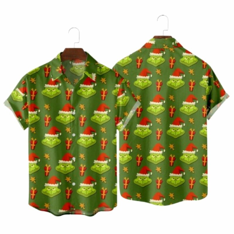 Christmas Grinch Face Hawaiian Shirt