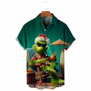 Christmas Grinch Holiday Santa Hawaiian Shirt