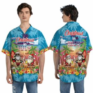 Christmas In July Santa Claus Surfing Hawaiian Shirt