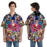 Christmas Music Santa Plays Guitar Bass Hawaiian Shirt