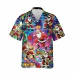 Christmas Music Santa Plays Guitar Bass Hawaiian Shirt Front