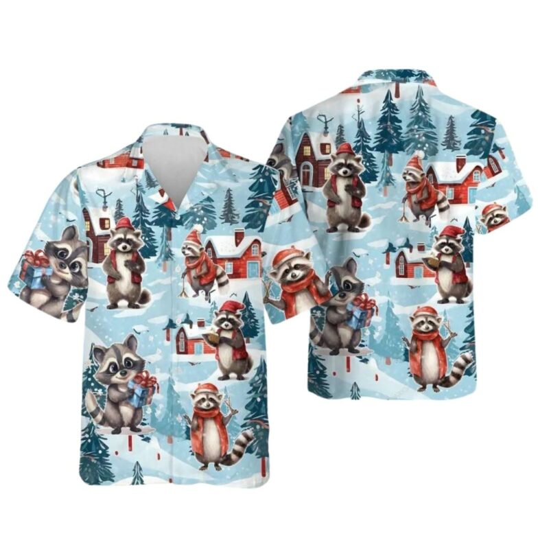 Christmas Raccoon Snowy Summer Hawaiian Shirt