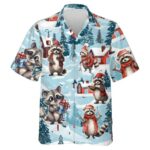 Christmas Raccoon Snowy Summer Hawaiian Shirt Front