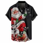 Christmas Santa Claus And Tea Funny Hawaiian Shirt Front