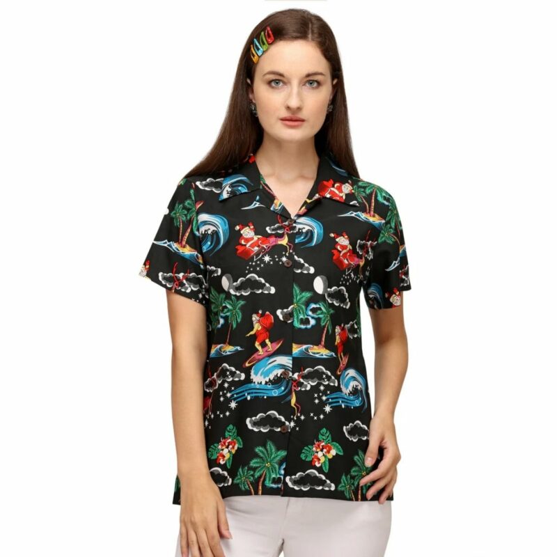 Christmas Santa Claus Surfing Holiday Beach Hawaiian Shirt