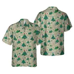 Christmas Tree Stars Green Hawaiian Shirt