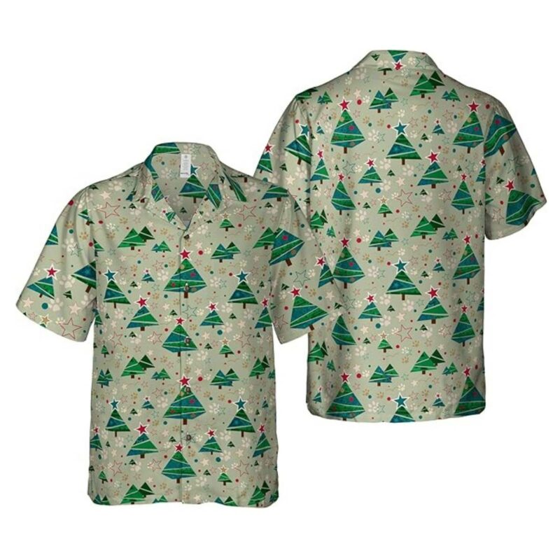 Christmas Tree Stars Green Hawaiian Shirt