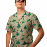 Christmas Tree Stars Green Hawaiian Shirt Front 1(1)