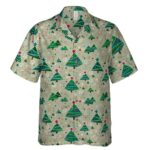 Christmas Tree Stars Green Hawaiian Shirt Front