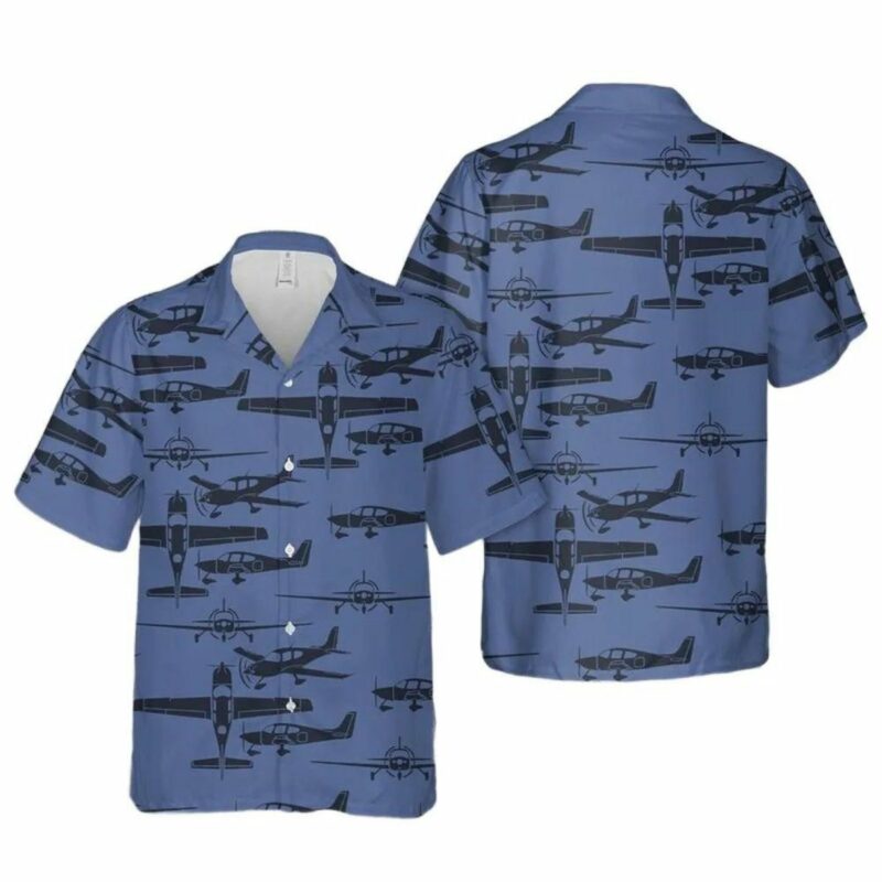 Cirrus Sr 20 Airplane Silhouettes Hawaiian Shirt