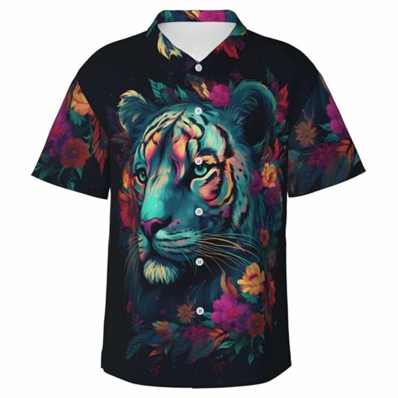 Colorful Flower Tiger Hawaiian Shirt