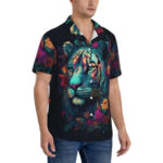 Colorful Flower Tiger Hawaiian Shirt Front 2