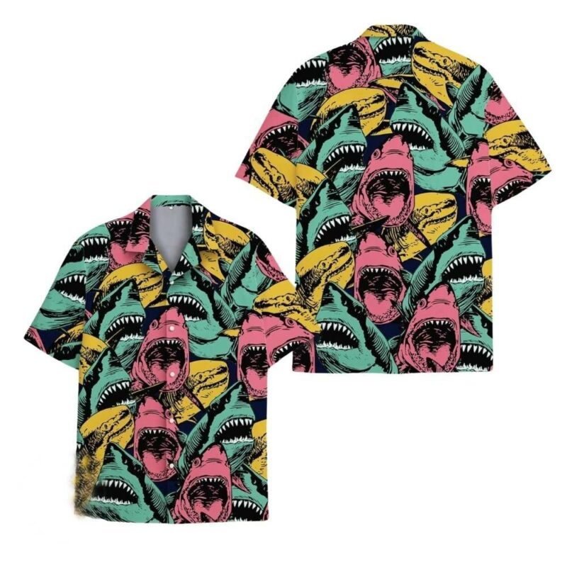 Colorful Shark Hawaiian Shirt