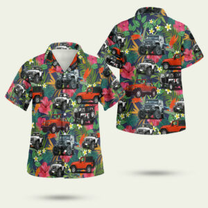 Colorful jeep cars tropical summer vintage hawaiian shirt