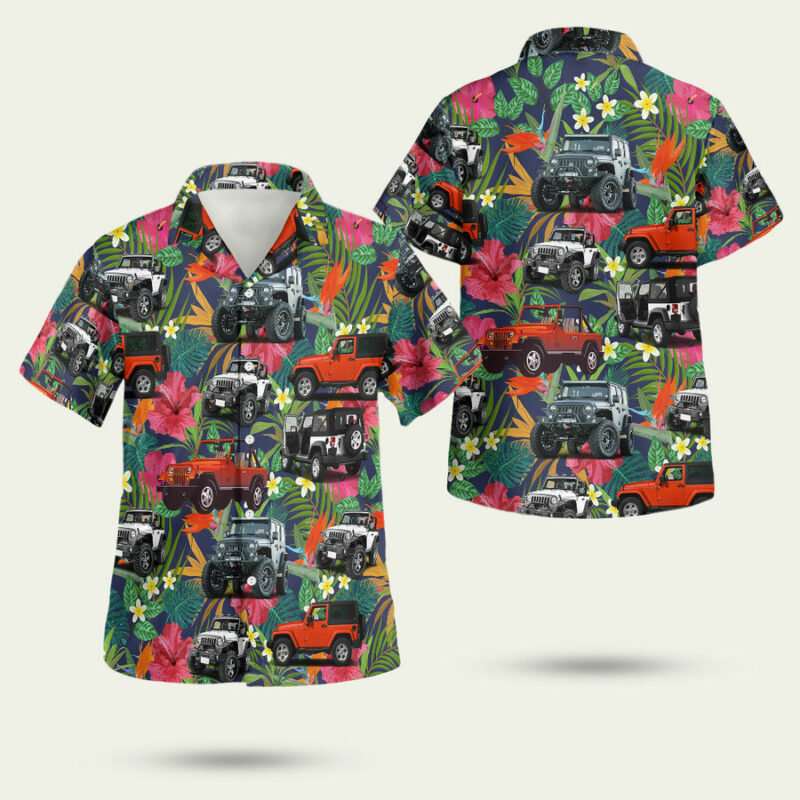 Colorful Jeep Cars Tropical Summer Vintage Hawaiian Shirt
