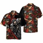 Cool Gun Skull Colorful Summer Hawaiian Shirt
