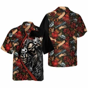 Cool Gun Skull Colorful Summer Hawaiian Shirt