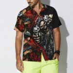 Cool Gun Skull Colorful Summer Hawaiian Shirt Front 1