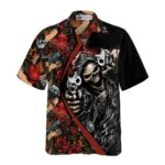 Cool Gun Skull Colorful Summer Hawaiian Shirt Front