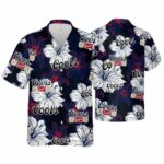 Coors Banquet Beer Beach Hibiscus Black Hawaiian Shirt