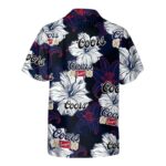 Coors Banquet Beer Beach Hibiscus Black Hawaiian Shirt Back