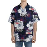Coors Banquet Beer Beach Hibiscus Black Hawaiian Shirt Front 1