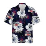Coors Banquet Beer Beach Hibiscus Black Hawaiian Shirt Front